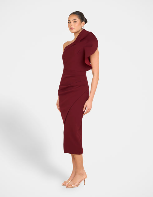 Elise Asymmetric Midi Dress